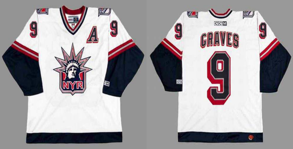 2019 Men New York Rangers #9 Graves white CCM NHL jerseys->new york rangers->NHL Jersey